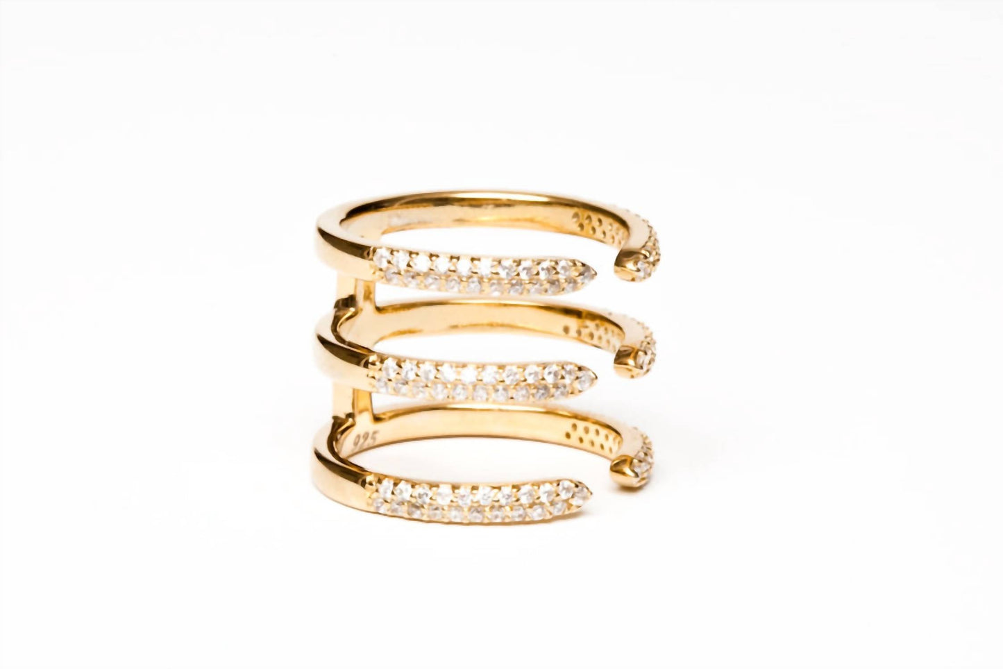Avenue Chic - Women's Three Line Cz Cuff Ring