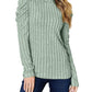 Basic Bae - Ribbed Mock Neck Top With Puff Sleeves