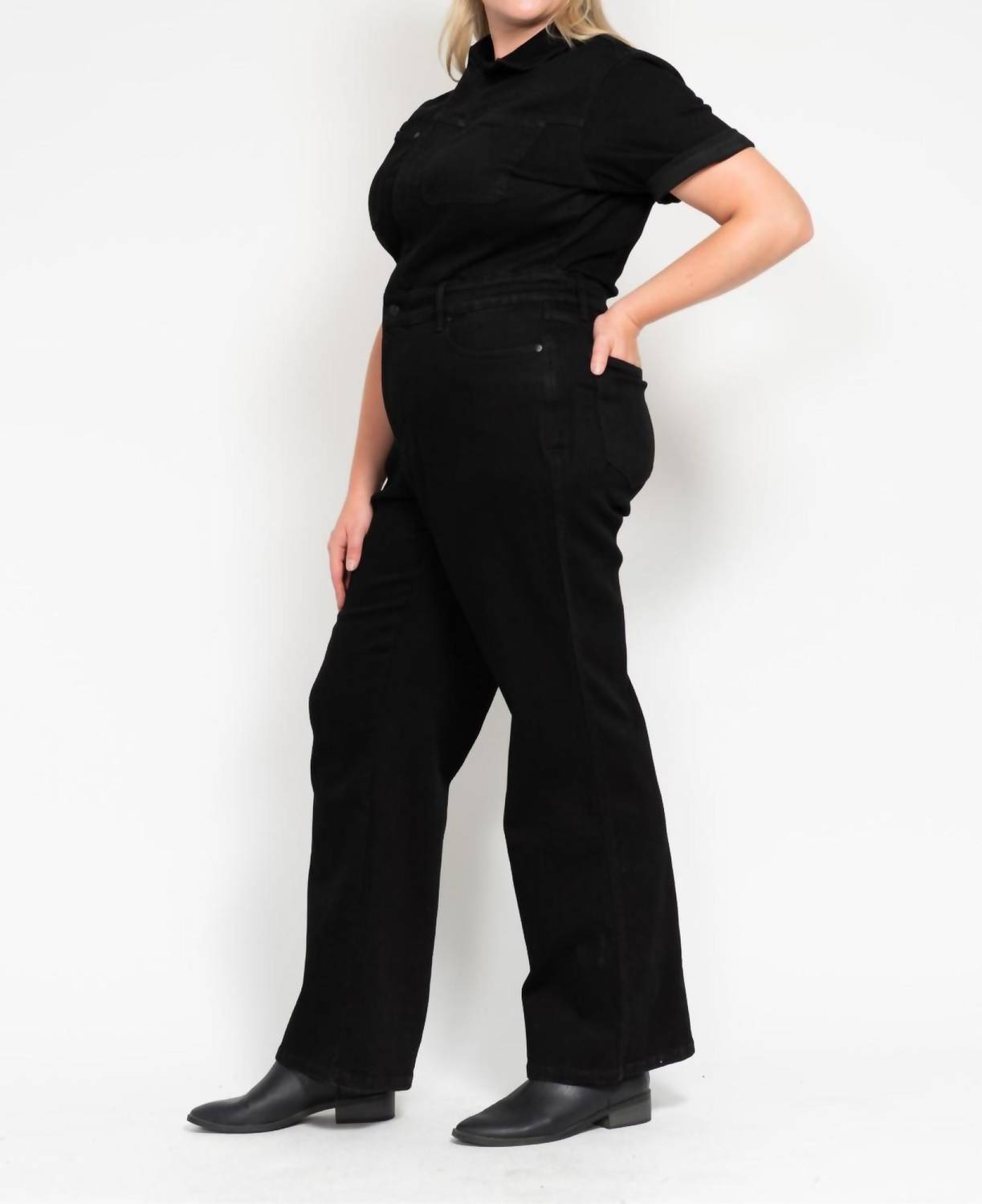 Judy Blue - High Waist Tummy Control Jumpsuit Straight Leg Jeans - Plus