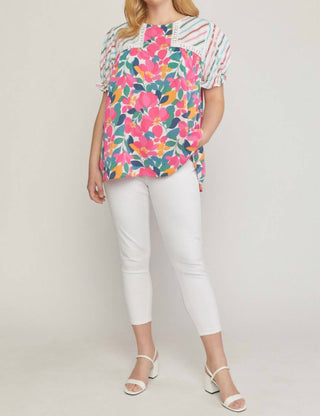 Entro - Mixed Print & Lace Blouse