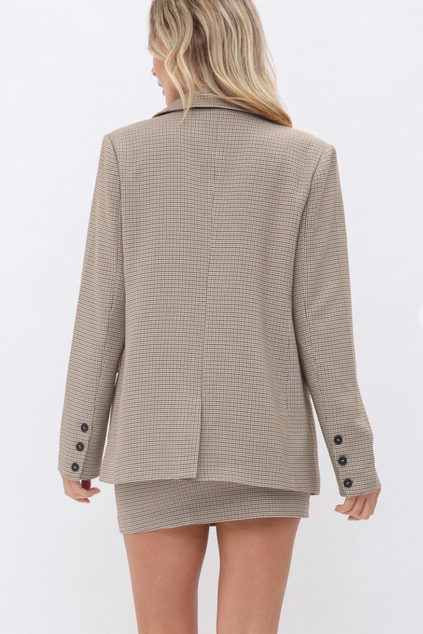 Fore - Gingham Long Sleeve Blazer