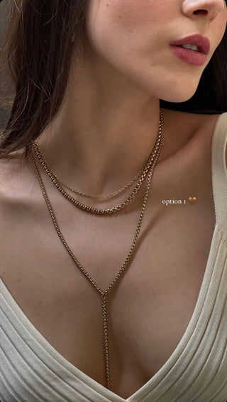 Eklexic - Thin Luciana Box Chain Lariat