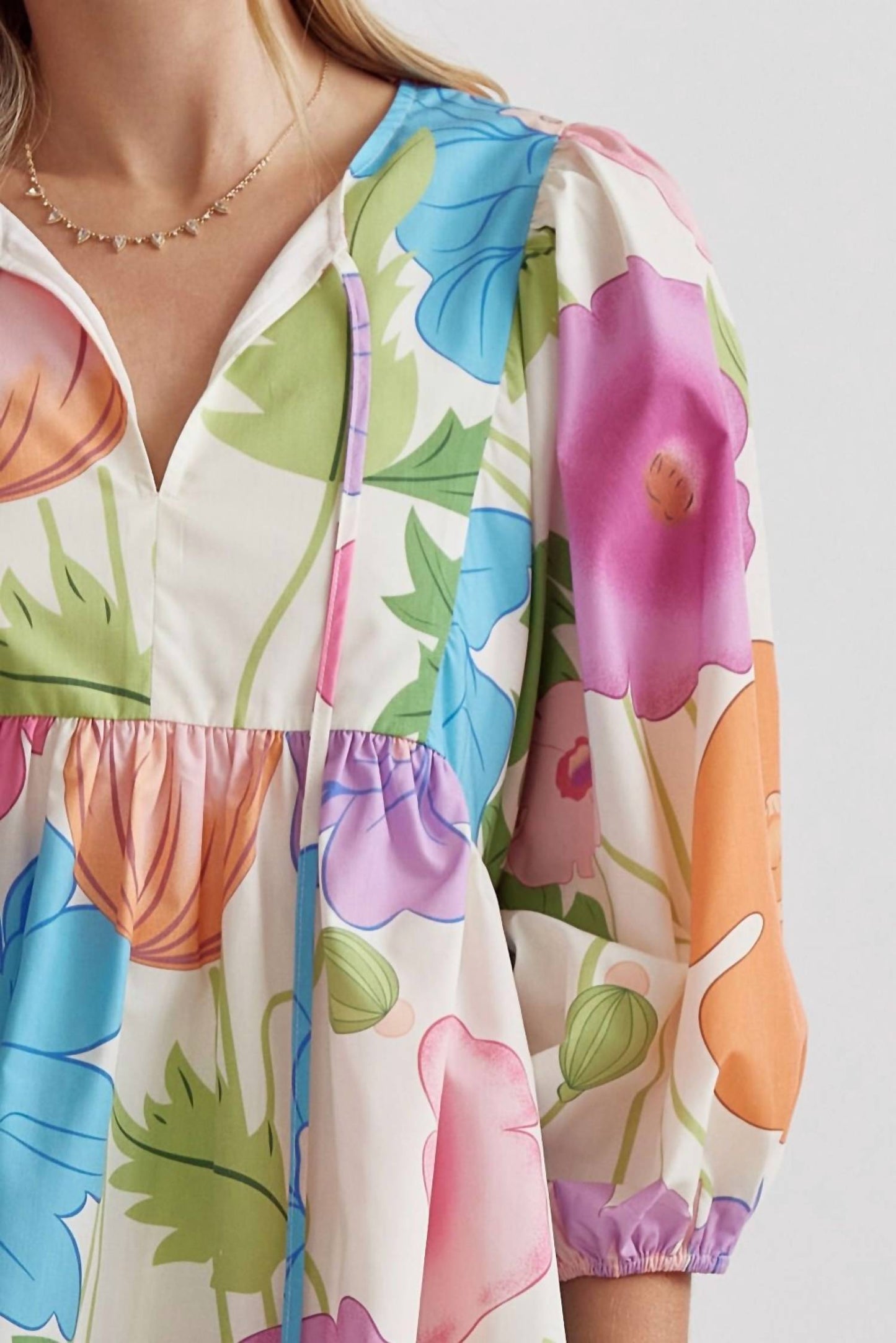 Entro - Blossom Burst Vibrant Floral Mini Dress