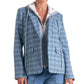 Elan - Plaid Long-Sleeve Layered Blazer Hoodie