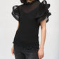 Joseph Ribkoff - Black Chiffon Ruffled Sleeve Turtle Neck Top