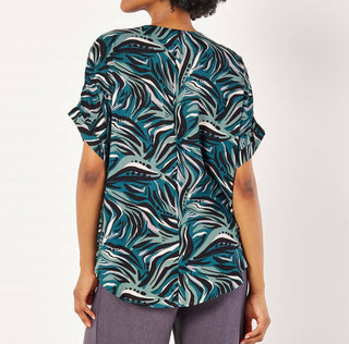 Apricot - Abstract Print Pleat Top