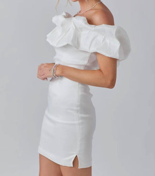 Baby Pink - Off The Shoulder Big Ruffle Mini Dress