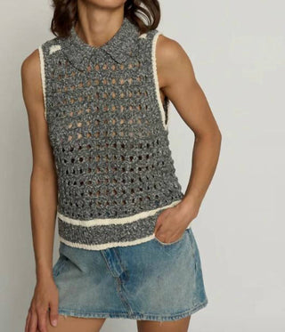 Central Park West - Sleeveless Cropped Open Stitch Top