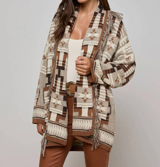 L'Agence - Jair Jacquard Fringe Cardigan