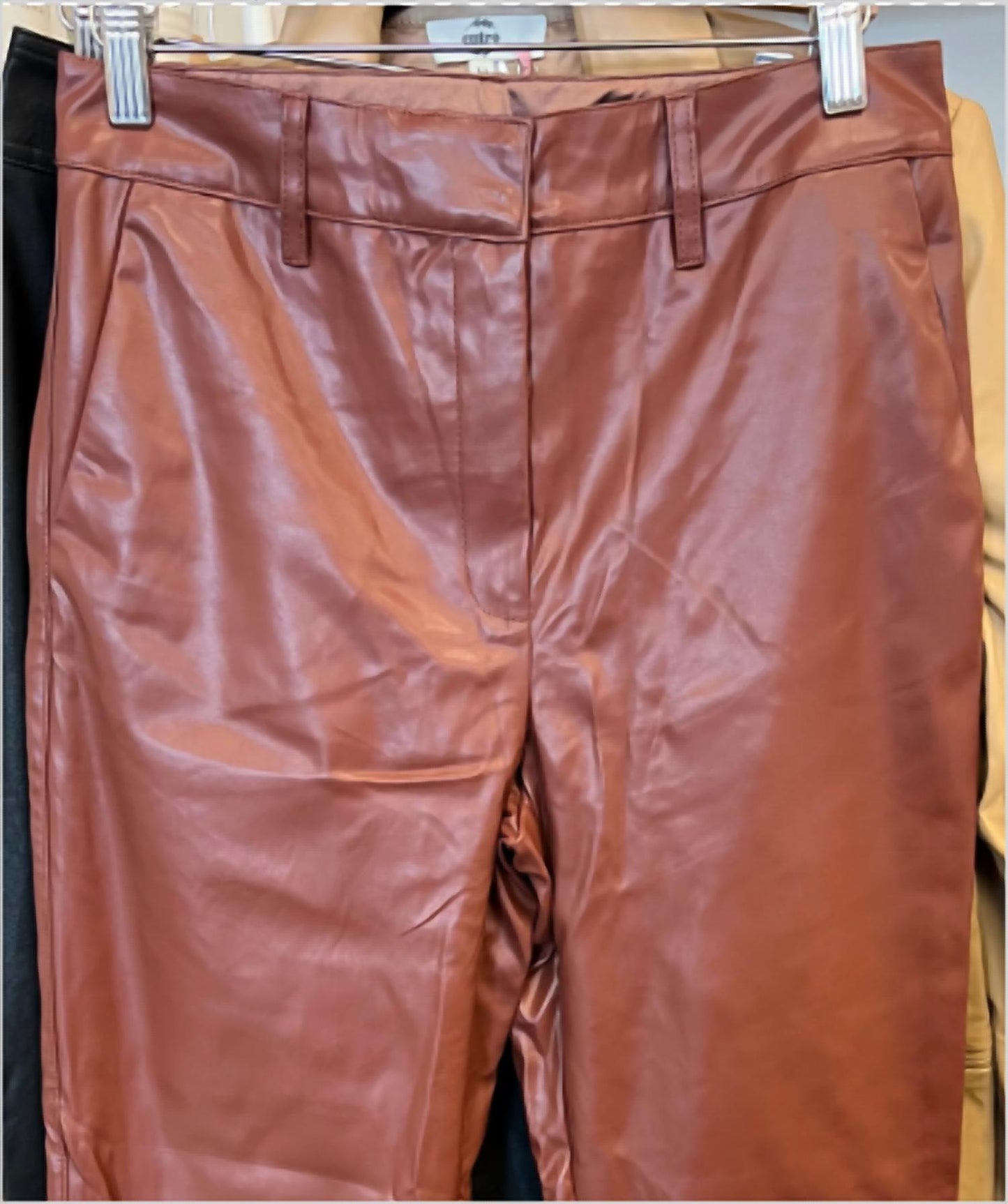 Entro - Women's Faux Leather Straight Leg Pant