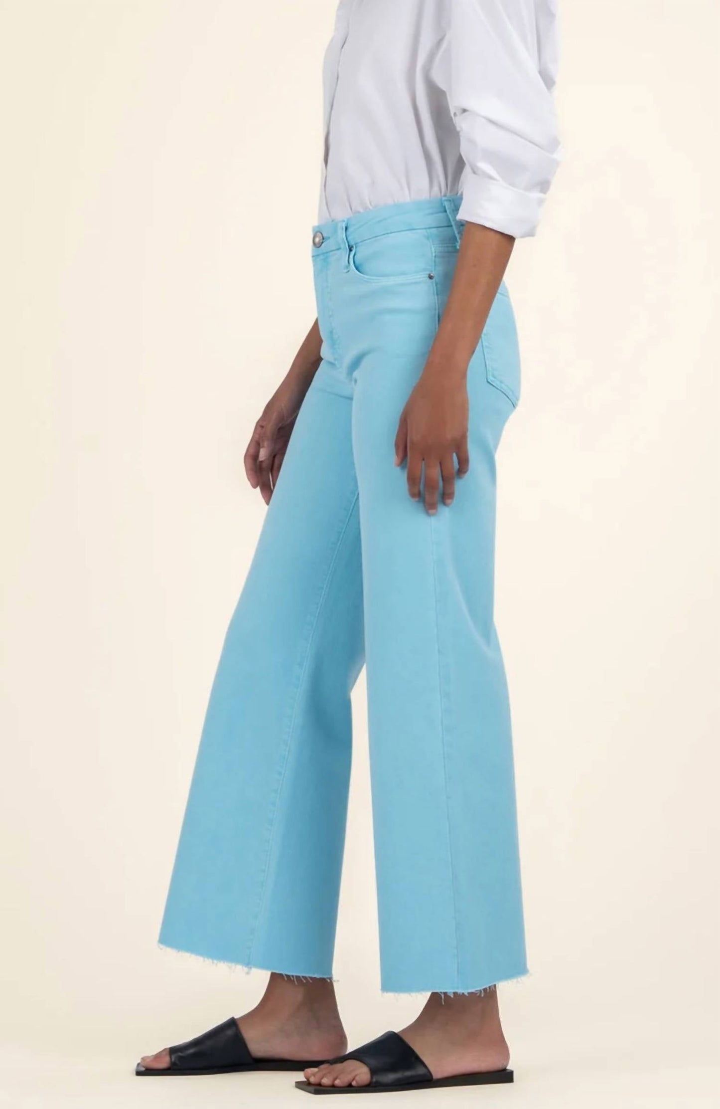 Kut From The Kloth - Meg High Rise Fab Ab Wide Leg Raw Jeans