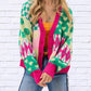Davi & Dani - V-neck Drop Shoulder Pattern Sweater