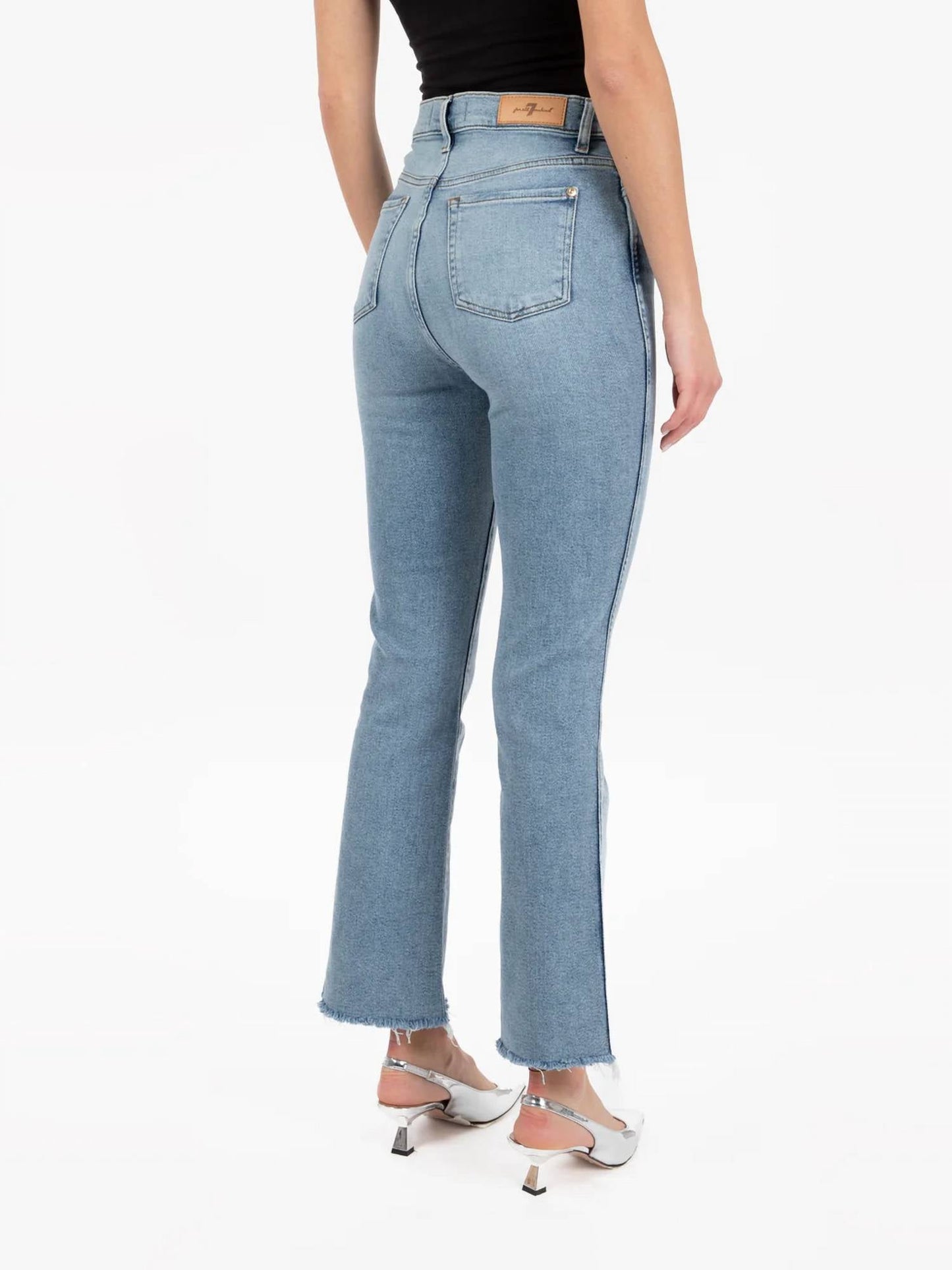 7 For All Mankind - Pre-loved High Rise Skim Kick With Raw Cut Jeans