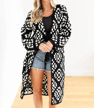 Elan - Color Detailed Long Crochet Cardigan