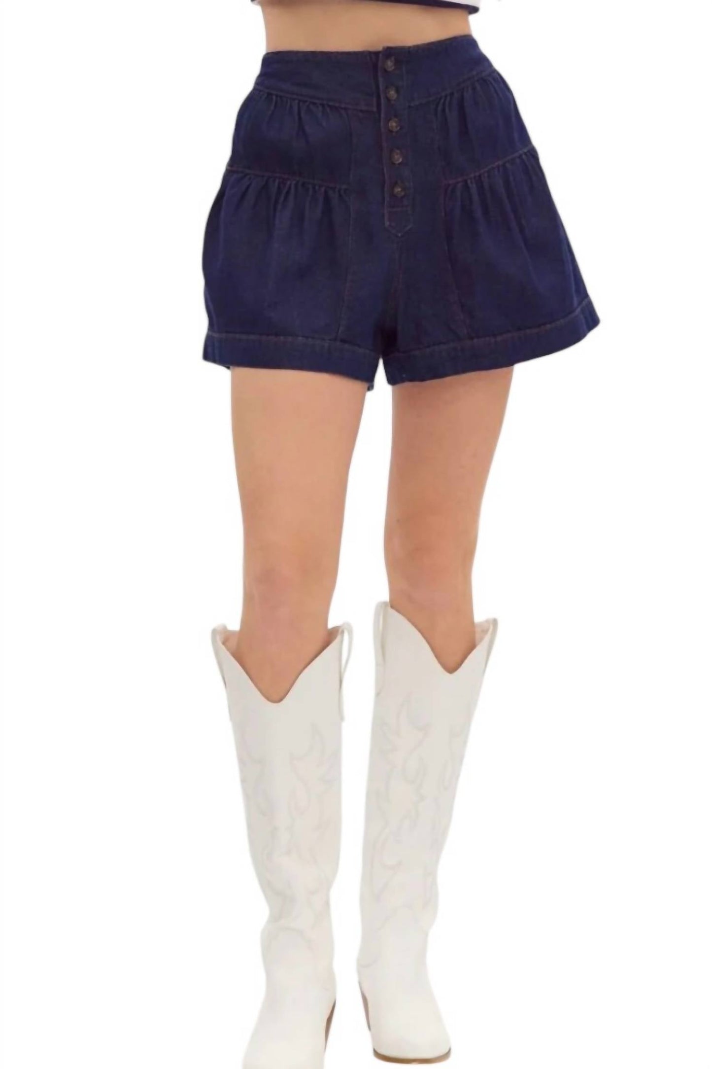 Entro - Kelsie Flared High-waisted Denim Shorts