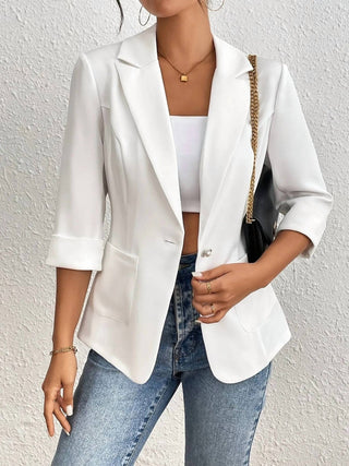 Trendsi - Classic Lapel Collar One Button Blazer