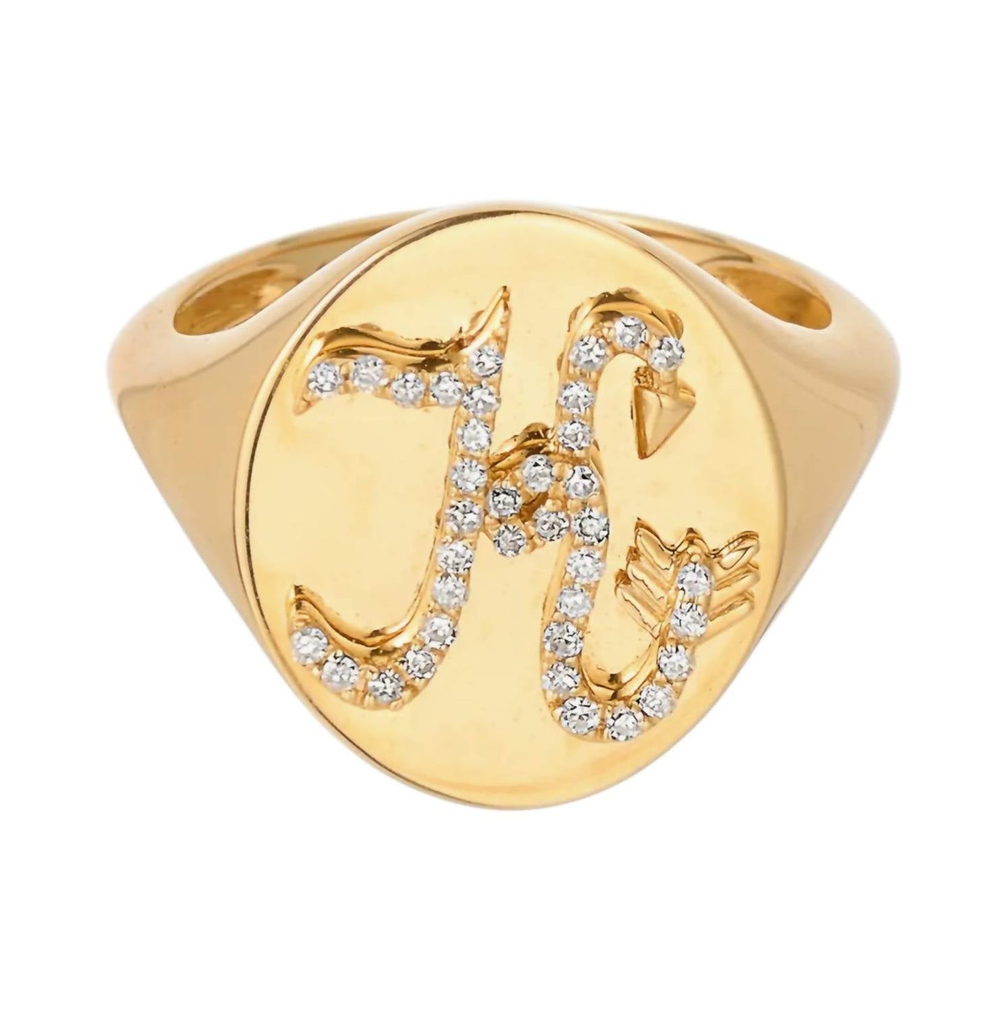 Adina Reyter - Women's Diamond Arrow Initial Signet Ring - K