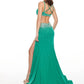 Rachel Allan - Beaded Jersey Gown With Side Cutouts