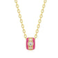Eklexic - Women's Pink Enamel & Cubic Zirconia Channel Rondelle Necklace