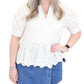 Entro - Eyelet Detail Peplum Top