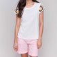 Charlie B - Crew Neckline Crochet Sleeve Top