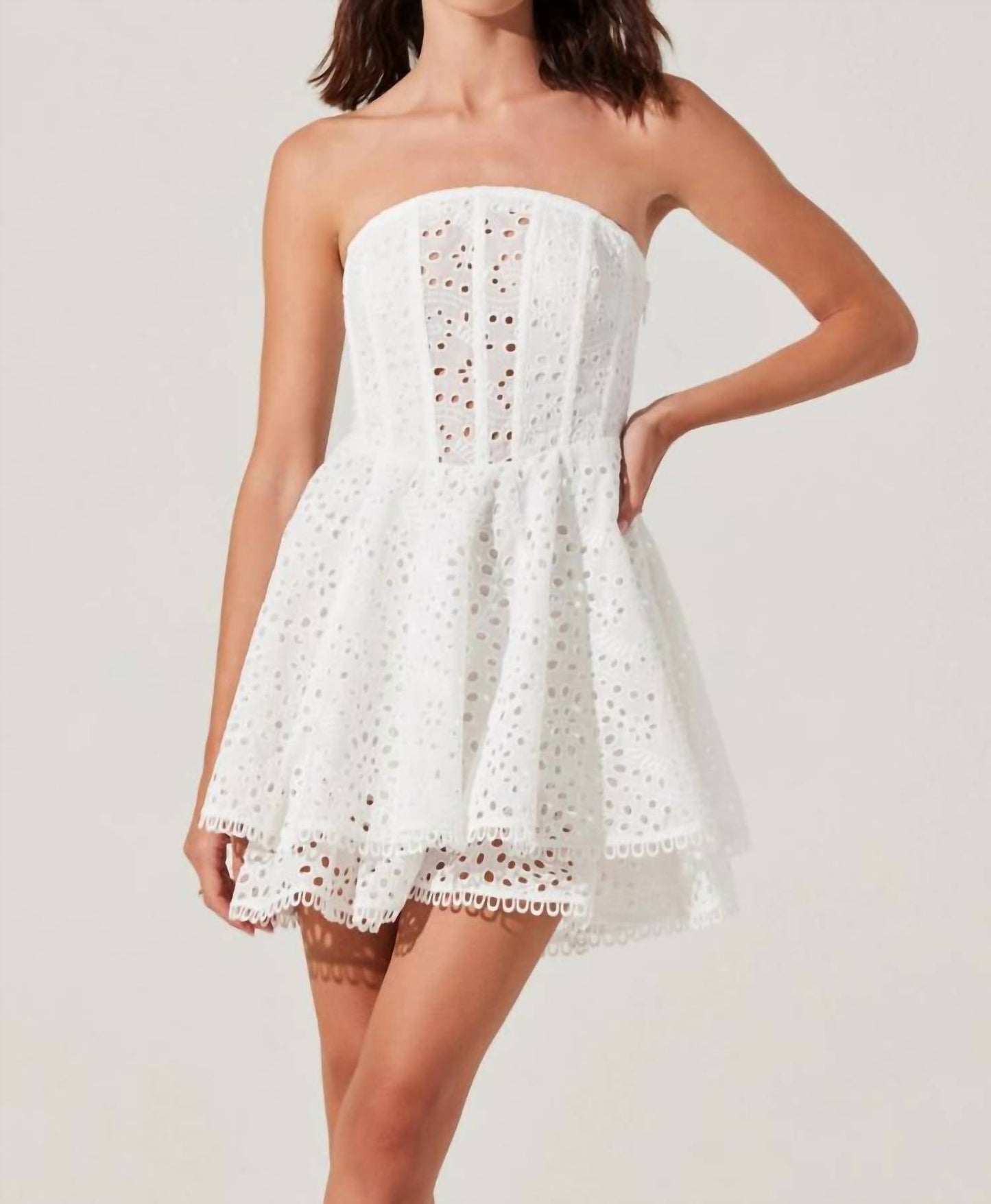 Astr - Deasia Strapless Eyelet Mini Dress