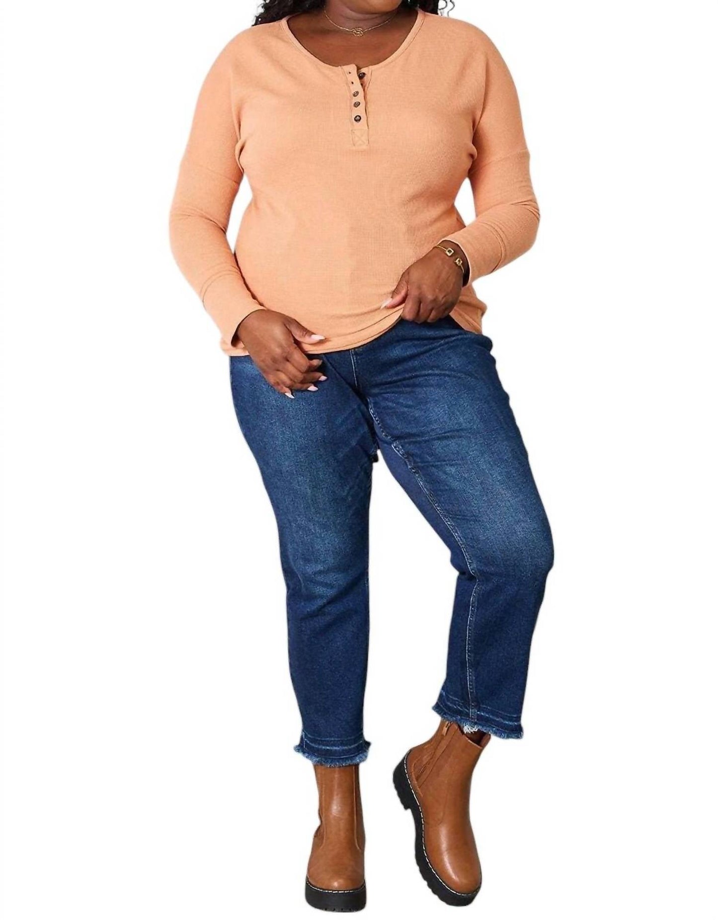 Basic Bae - Sophisticated Comfort Half Button Blouse
