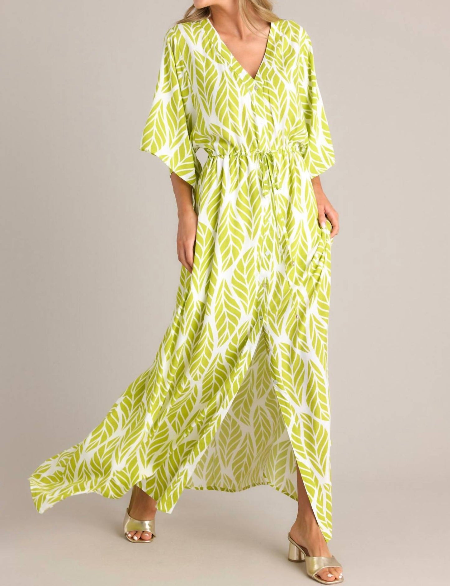 Entro - Leaf Print Maxi Dress