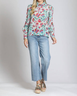 Apny - Puff Sleeve Blouse With Ruched Detail