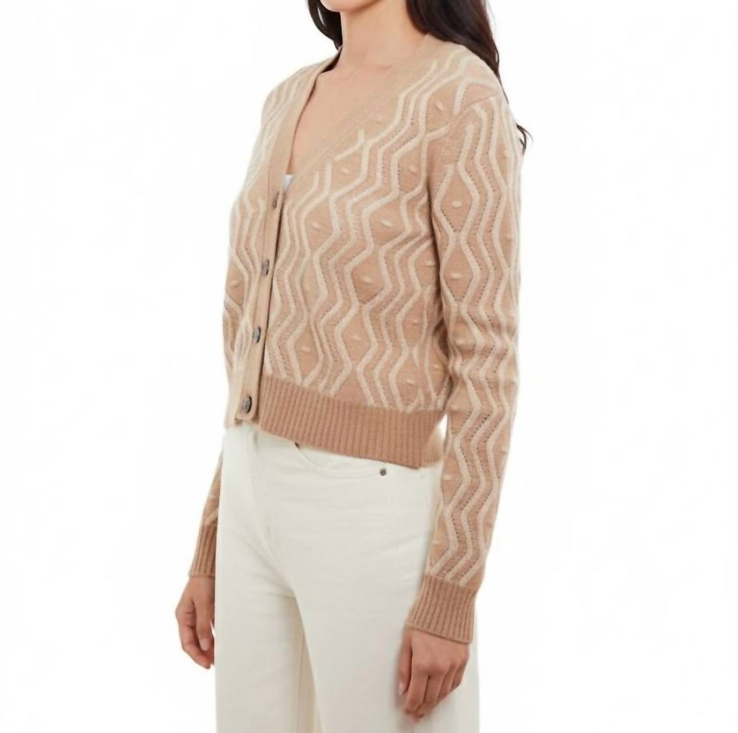 &Isla - Maeve Plaited Cable V-neck Cardigan