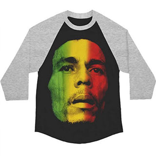 Bob Marley - Men's Tri-color Face Adult Raglan T-shirt