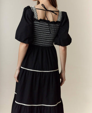 Peach Love - Katie Smocked Fall Midi Dress