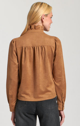 Apny - Long Sleeve Ruffle Trim Top