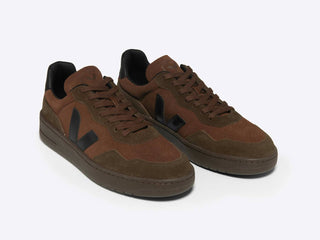 Veja - Men's V-90 Suede Walnut Black Sneakers