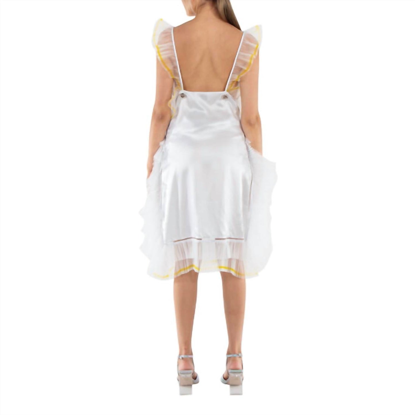 Burberry - Chantilly Lace And Ruffle Detail Silk Slip Dress