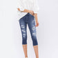 Judy Blue - Mid-rise Contrast Patch Skinny Capri Jeans - Plus Size