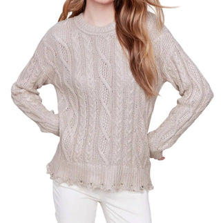 Charlie B - Metallic Cable Knit Sweater