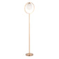 Moon Contemporary Floor Lamp in Gold Metal and Frosted Glass