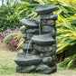 Indoor Outdoor Stone Water Fountain - 4 Tier Polyresin with LED Light