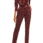 Fraiche by J Velvet Tie Waist Jumpsuit in Berry, Size Medium