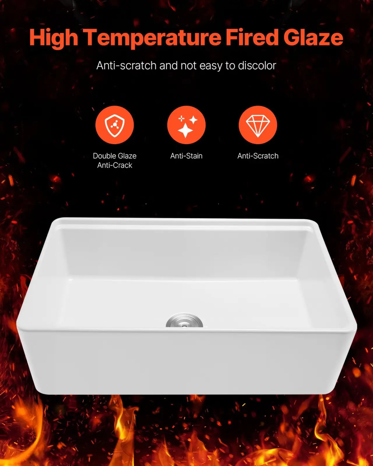 Fireclay Farmhouse Sink 32.5 Inch White Workstation