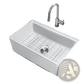 Fireclay Farmhouse Sink 32.5 Inch White Workstation
