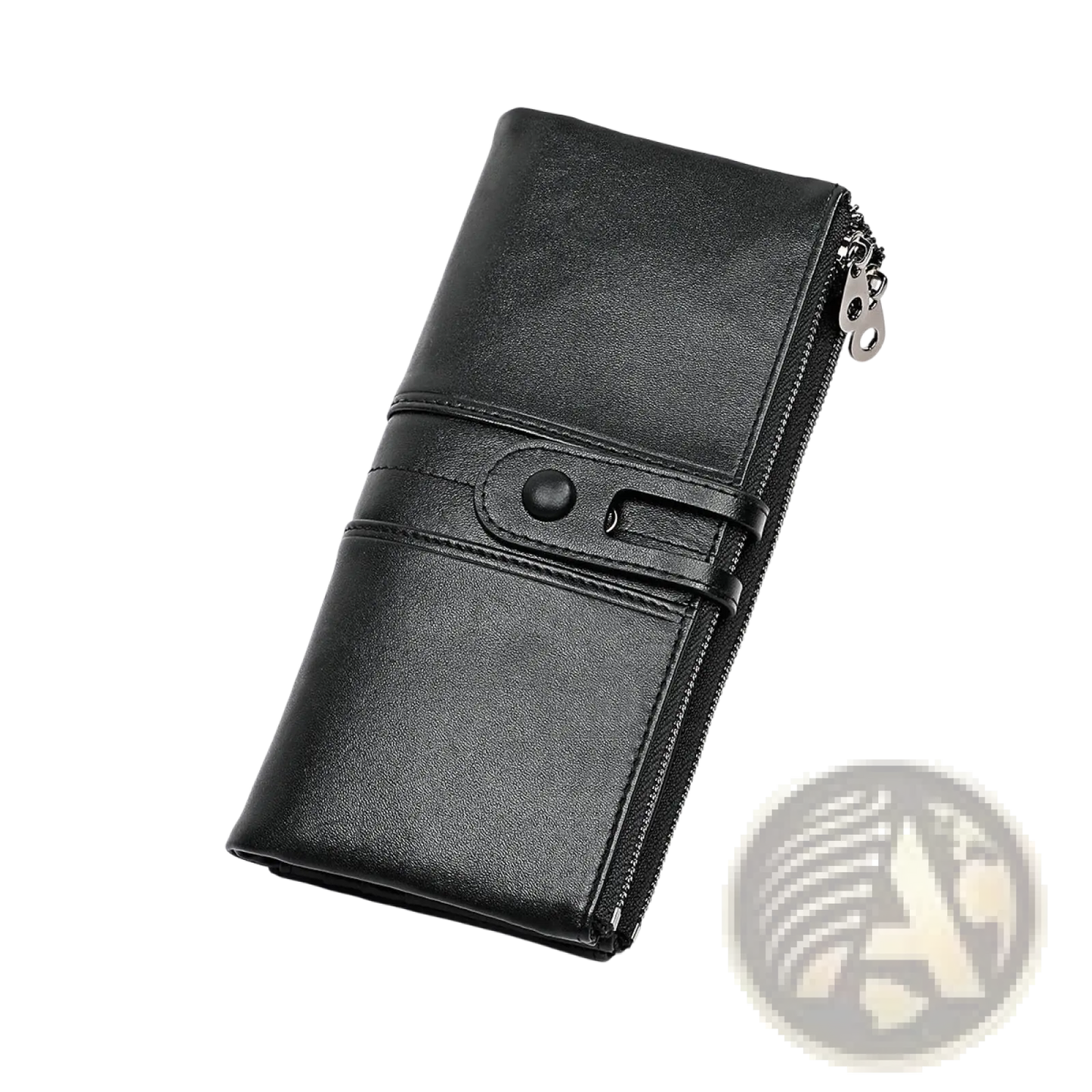 First Layer Cowhide Leather Zipper Tri-fold Wallet