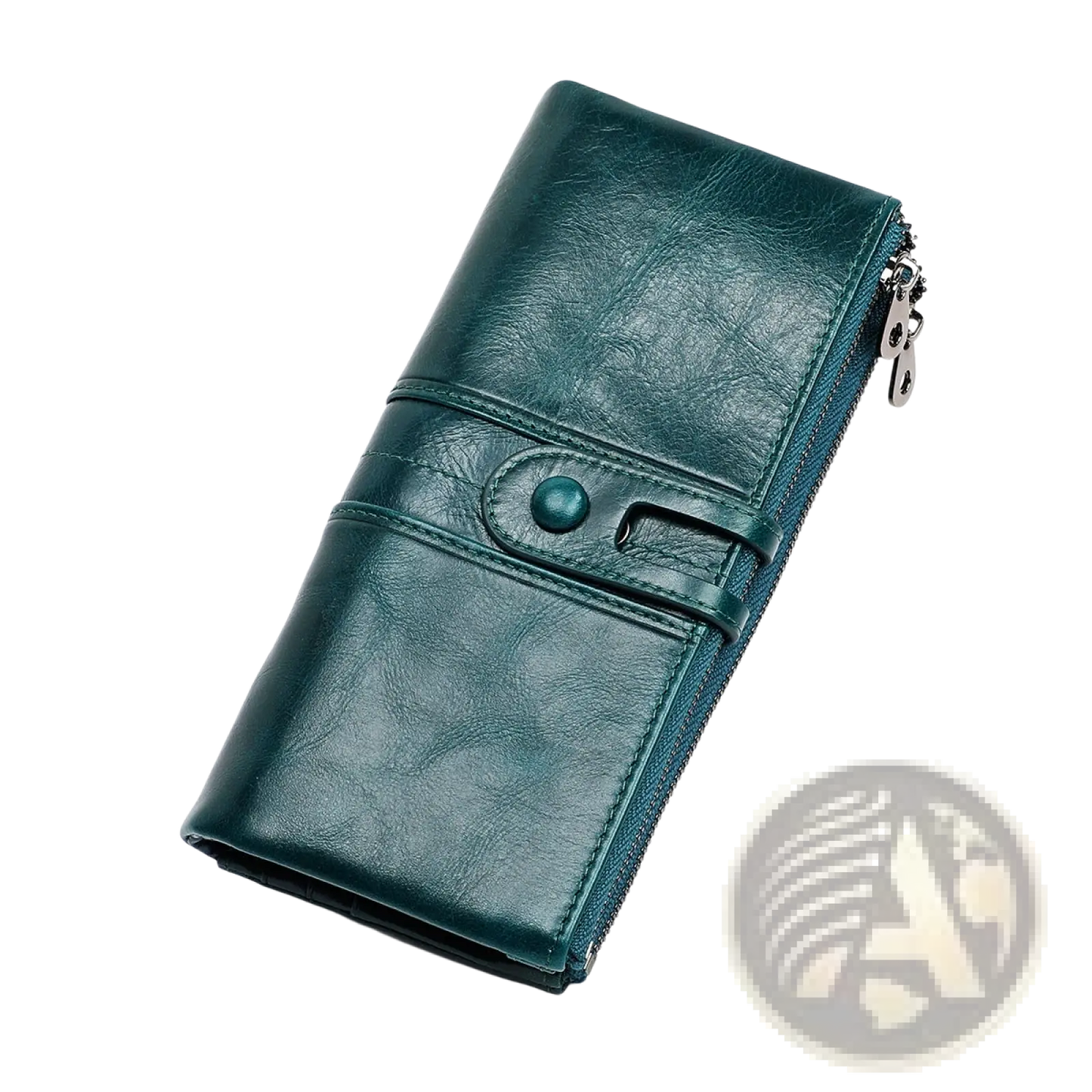 First Layer Cowhide Leather Zipper Tri-fold Wallet