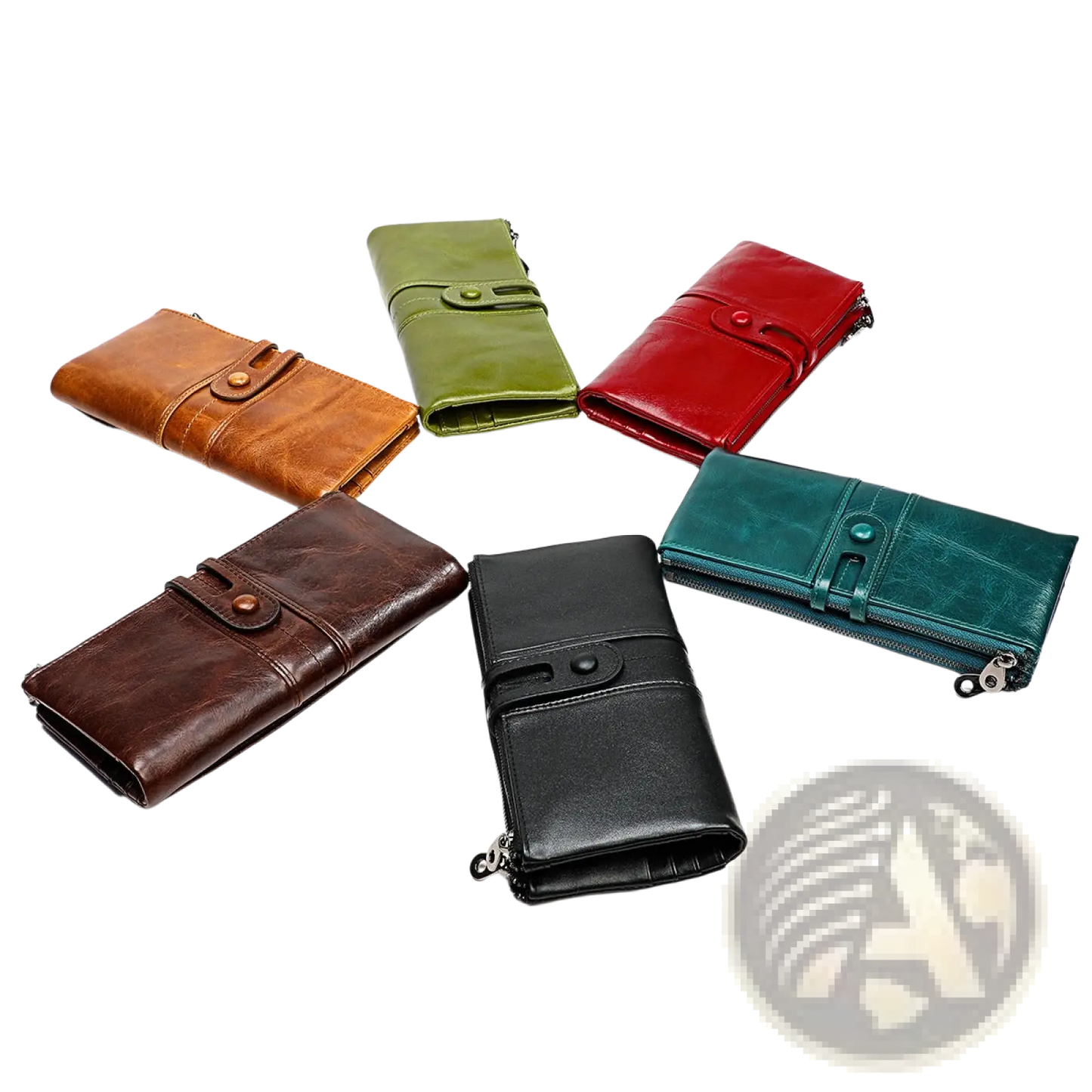 First Layer Cowhide Leather Zipper Tri-fold Wallet