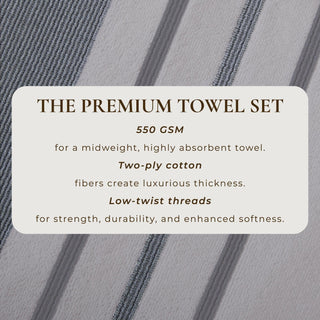 Decorative Cotton Stripe Bath Towel Set - Noelle Collection