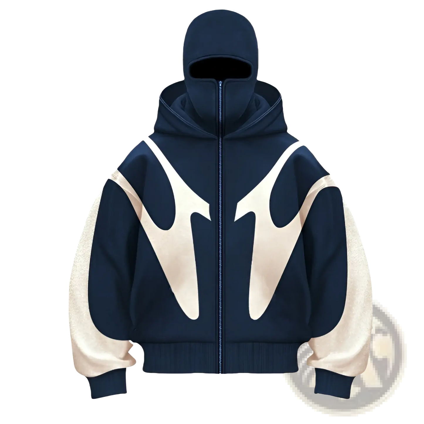 Flame Graphic Balaclava Hooded Zip Up Jacket