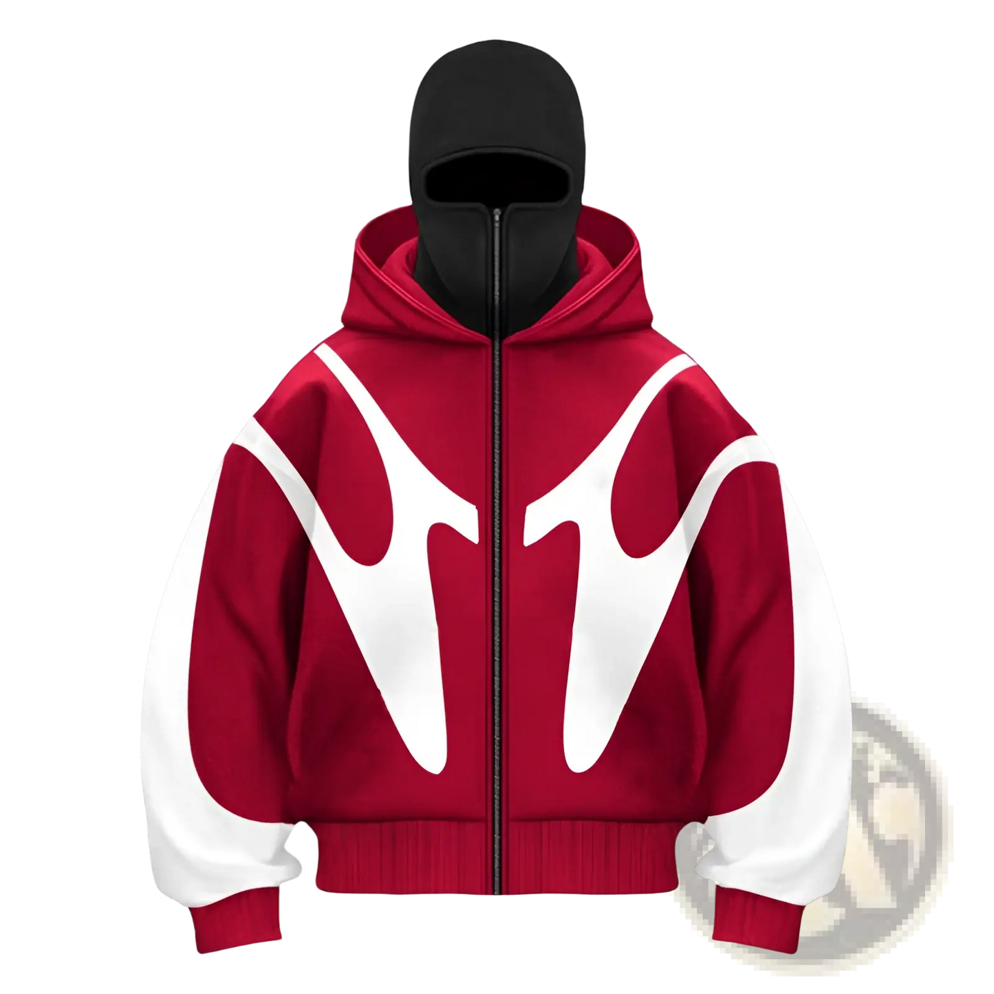 Flame Graphic Balaclava Hooded Zip Up Jacket