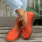 Women's Slip on Pu Leather Loafers with Contrast Stitching