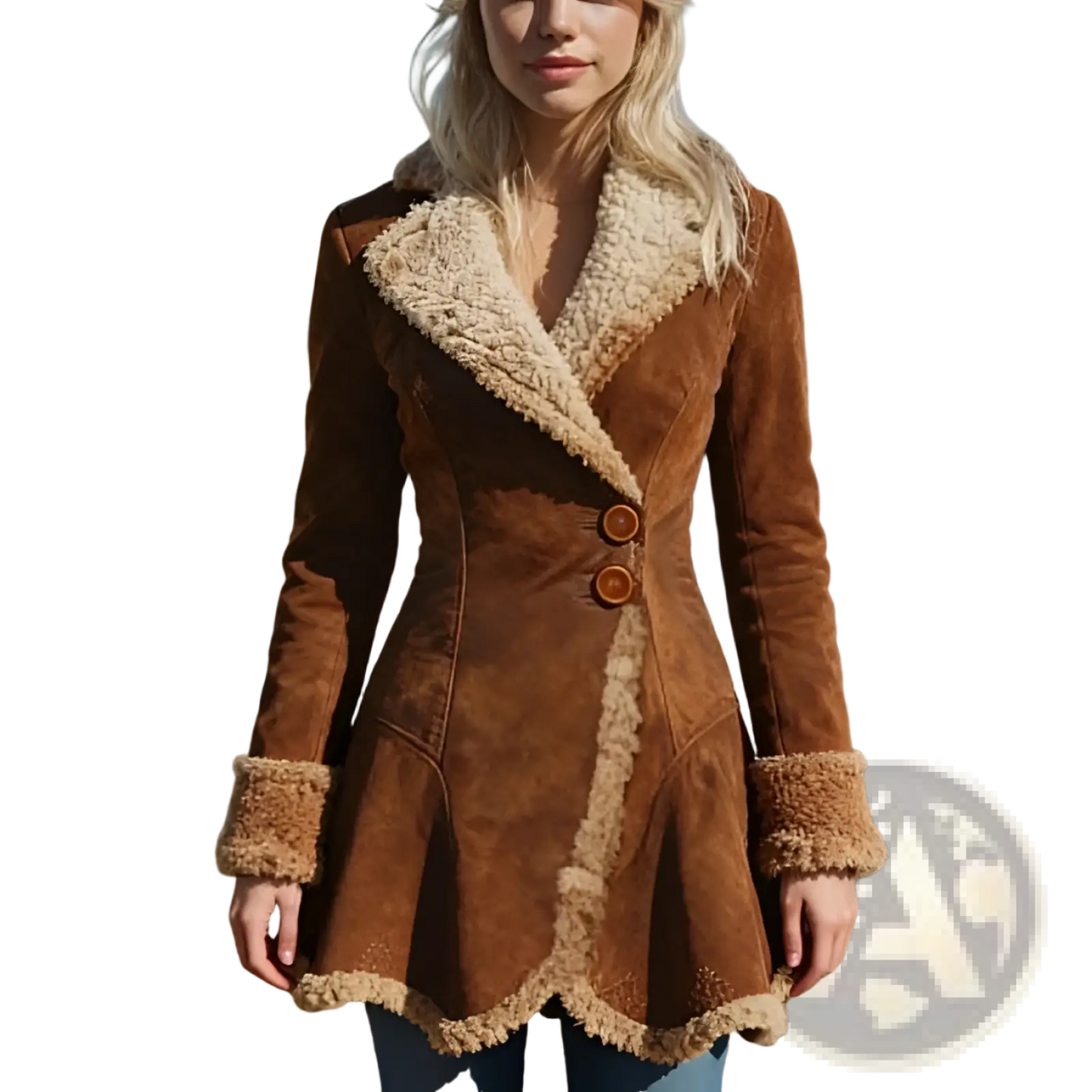 Fleece Shearling Jacket Thick Suede Fur Coat for Women